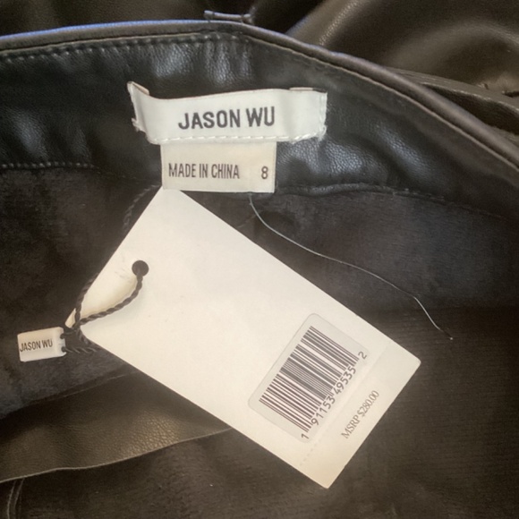 Jason Wu Vegan Faux Leather Black Cargo pants size 8 Straight leg NWT - Picture 9 of 10